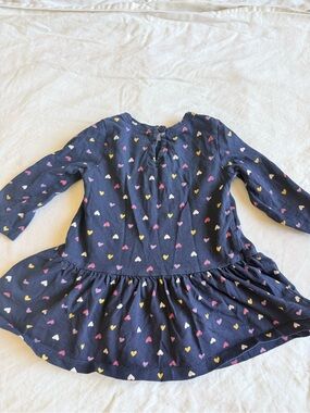 GAP Navy Long-Sleeve Peplum Shirt with Multicolor Heart Print